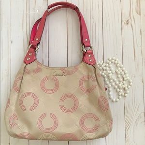 Coach pink and tan bag